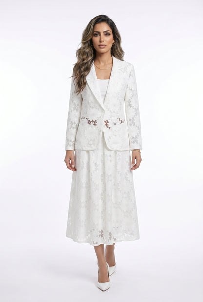 Floral Lace Jacket and Skirt TDM16626/526 - Brown Loft