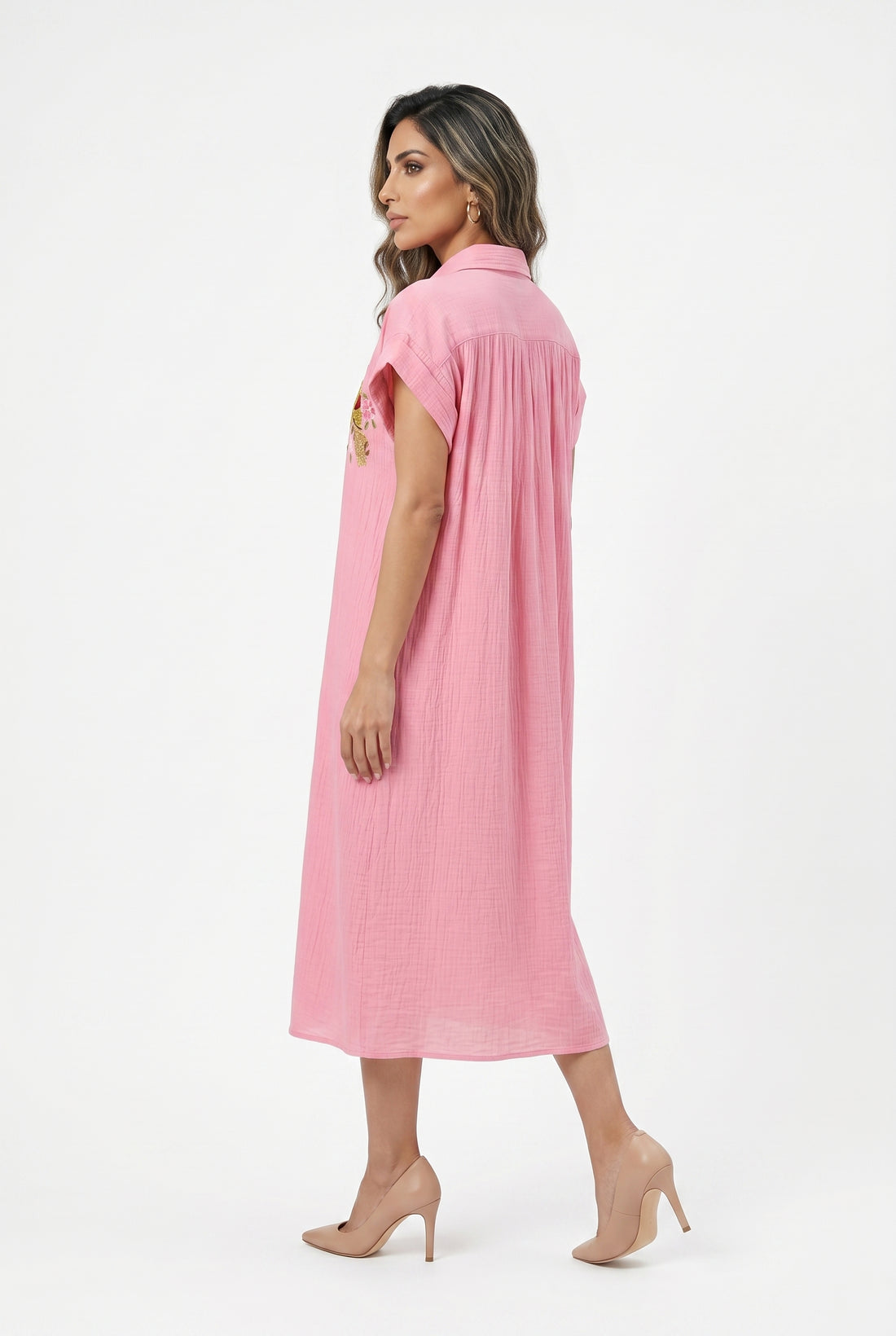 Fobos Linen Blend Dress فستان مزيج الكتان