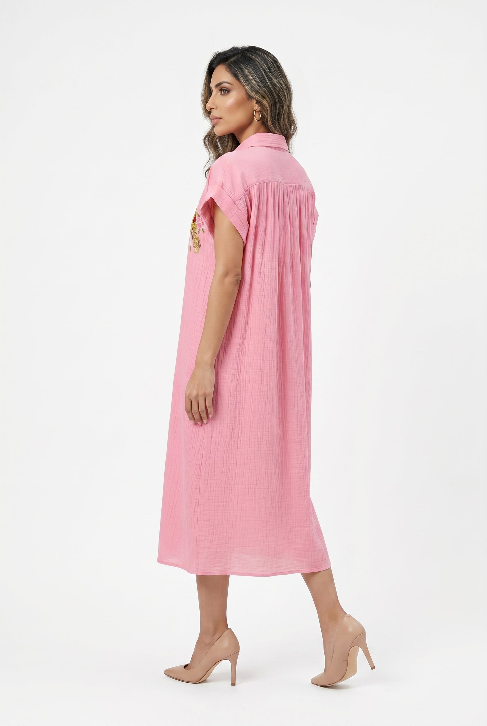 Fobos Linen Blend Dress - Brown Loft