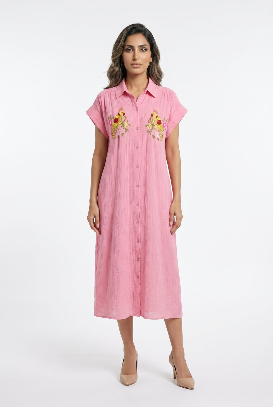 Fobos Linen Blend Dress فستان مزيج الكتان