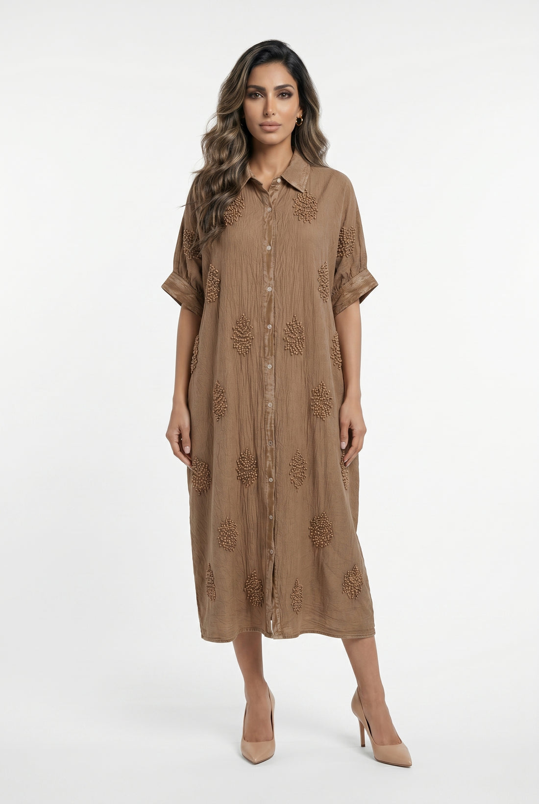 Galene Linen Blend Oversized Long Dress فستان طويل واسع من مزيج الكتان
