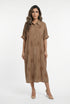 Galene Linen Blend Oversized Long Dress - Brown Loft