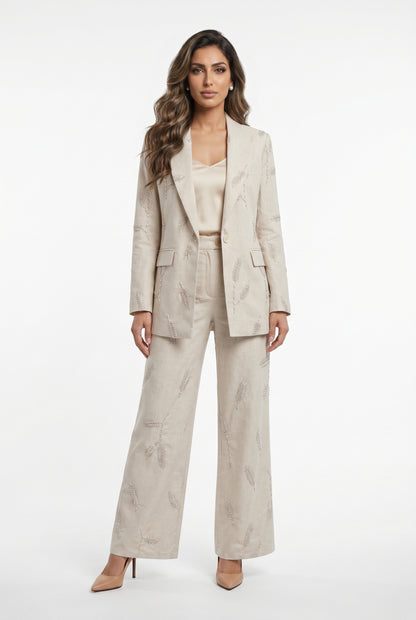 Fenty Embroidered Linen Jacket جاكيت من الكتان المطرز - Brown Loft