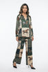 KD9966/6637-30 Equestrian Printed Satin Top and Pants - Brown Loft