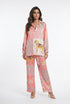 KD9966/6637-20 Equestrian Printed Satin Top and Pants - Brown Loft