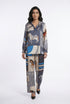 KD9966/6637-20 Equestrian Printed Satin Top and Pants - Brown Loft