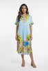 KD9960VS-36 Printed Satin Loose Fit Dress - Brown Loft