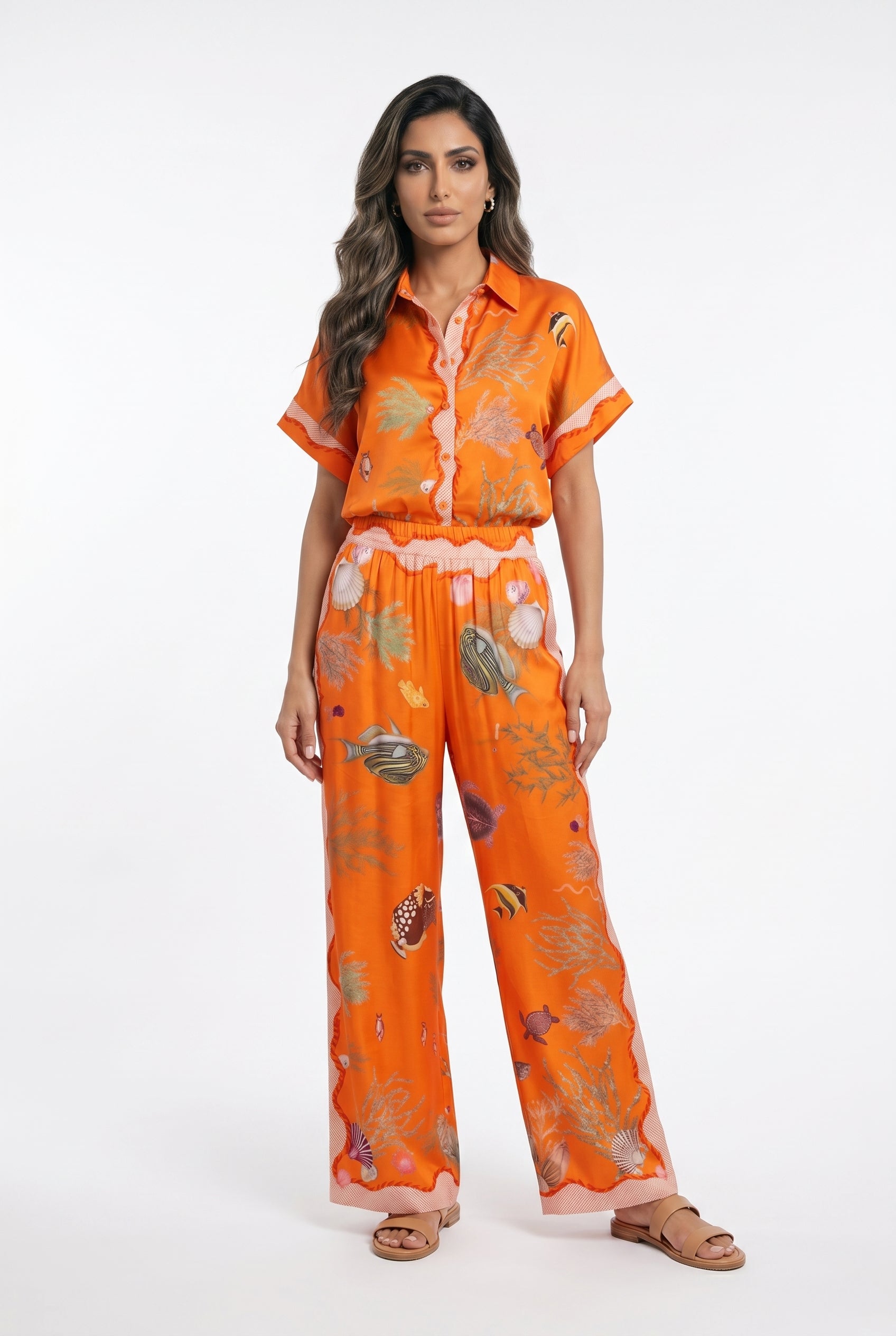 KD9119/99VS-8 Marine Print Satin Shirt and Pants
