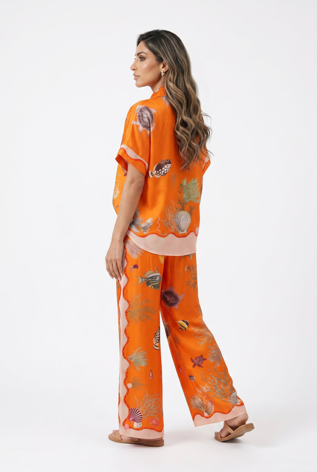 KD9119/99VS-8 Marine Print Satin Shirt and Pants