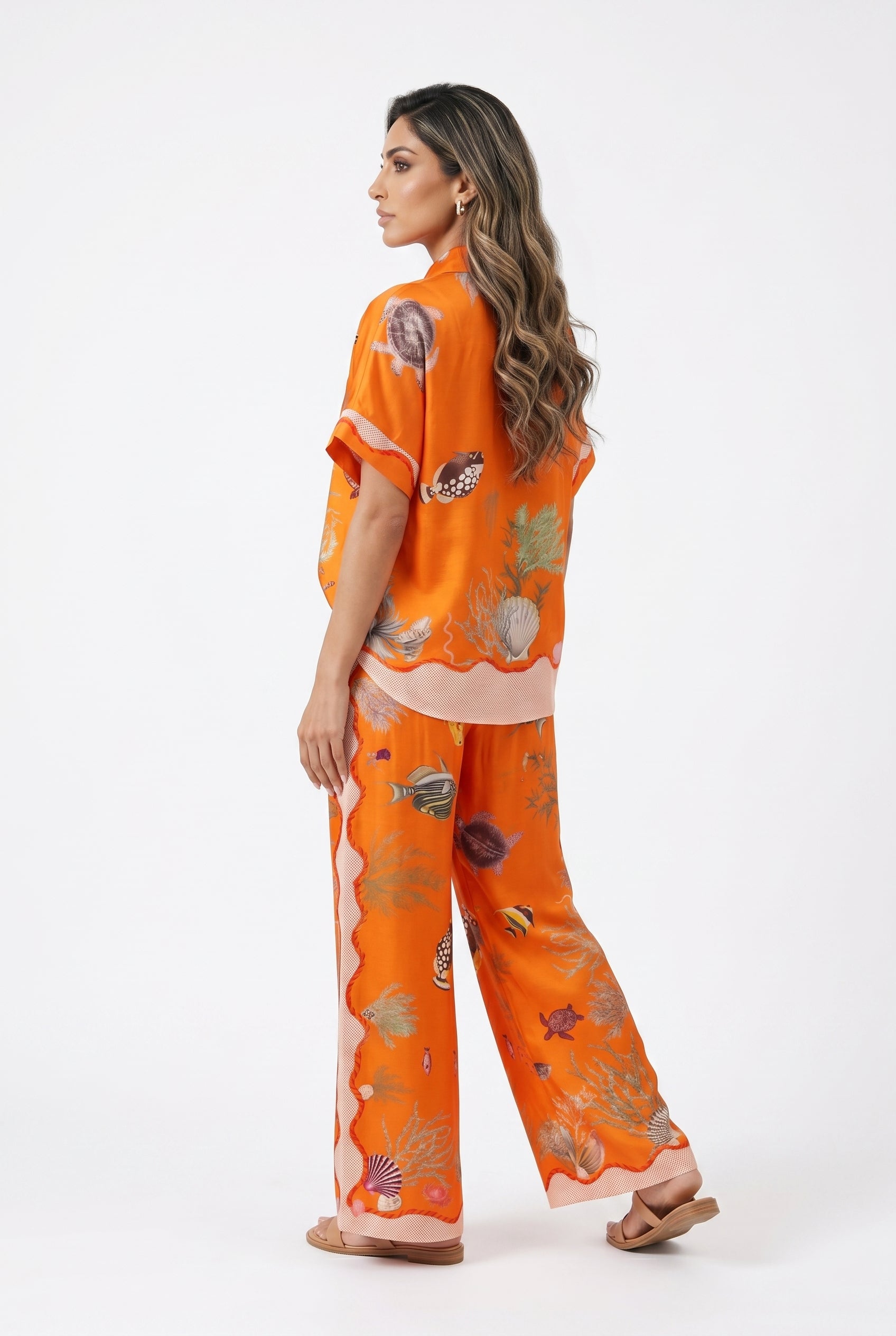 Marine Print Satin Shirt and Pants KD9119/99VS-8