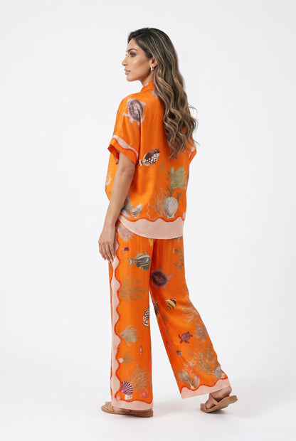Marine Print Satin Shirt and Pants KD9119/99VS-8