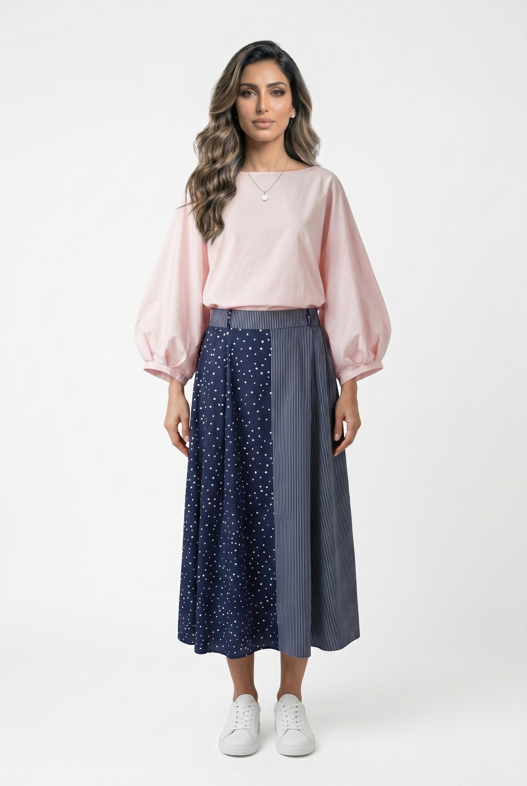 Flared Pleated Midi Skirt TDM13626-4