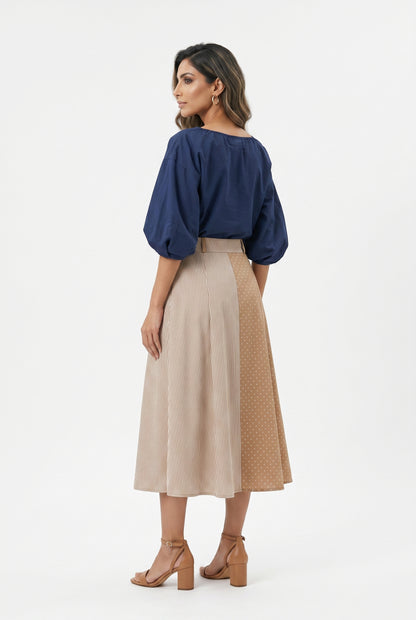Flared Pleated Midi Skirt TDM13626-4