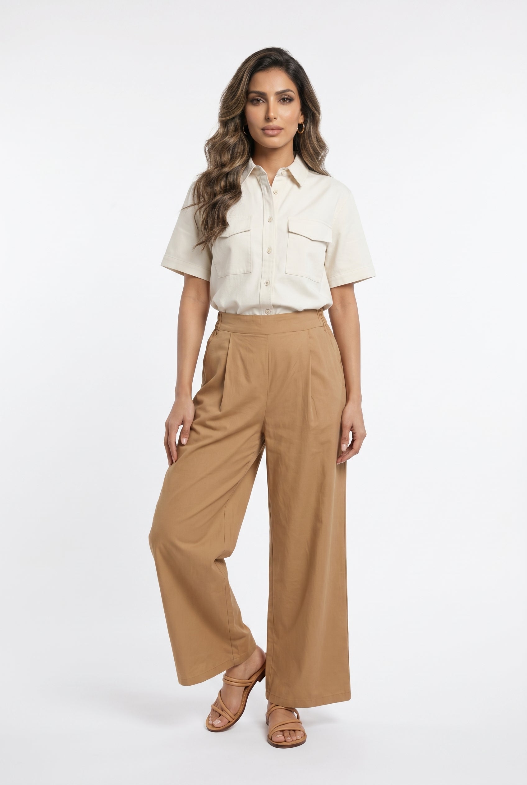CY1409-2 High Waist Wide Leg Linen Pants