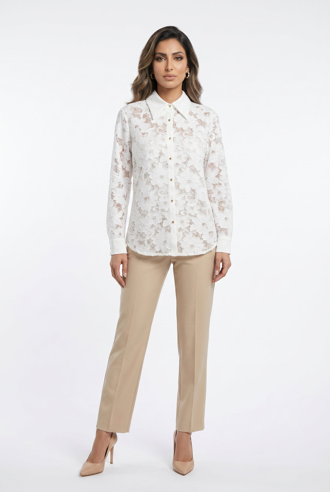 Floral Lace Structured Shirt MJ254848