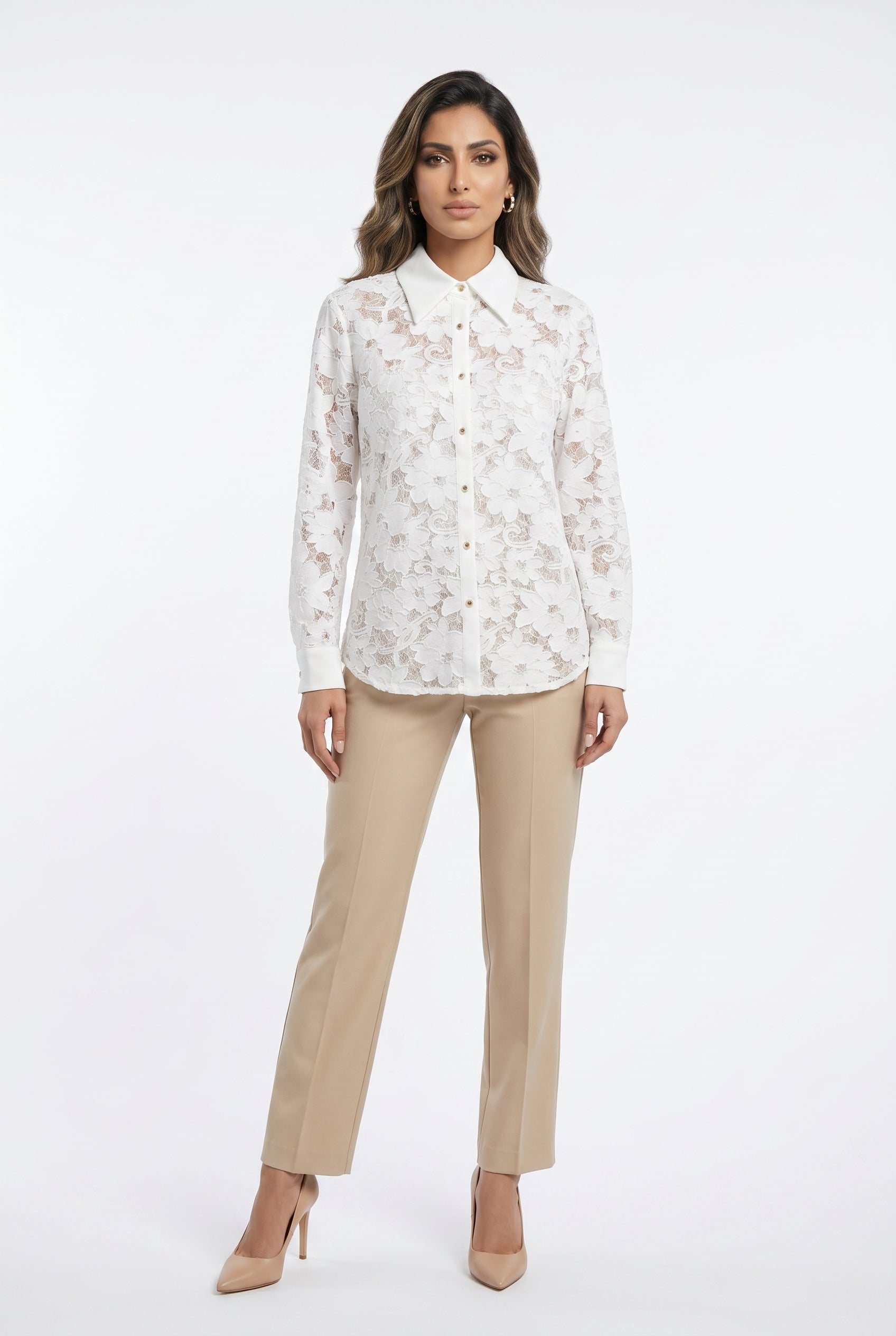 Floral Lace Structured Shirt MJ254848