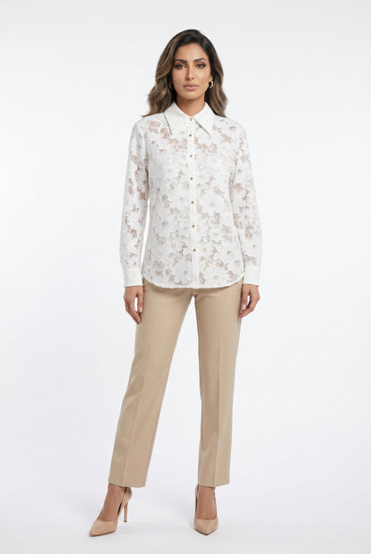 Floral Lace Structured Shirt MJ254848