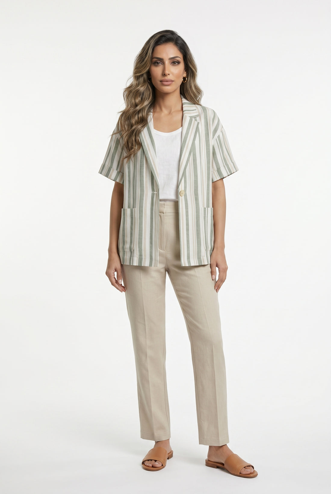 Striped Linen Cotton Jacket TDM32125