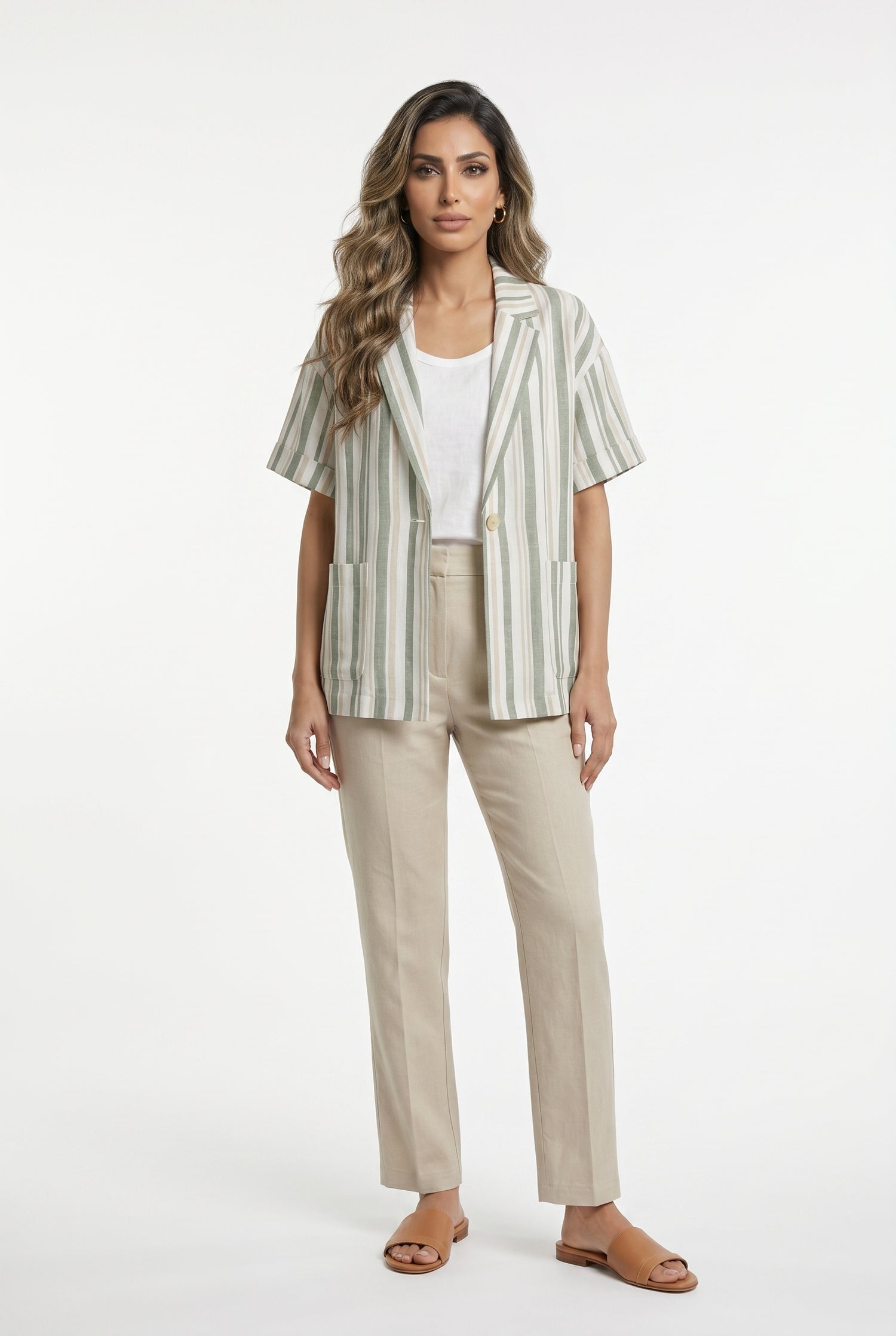 Striped Linen Cotton Jacket TDM32125