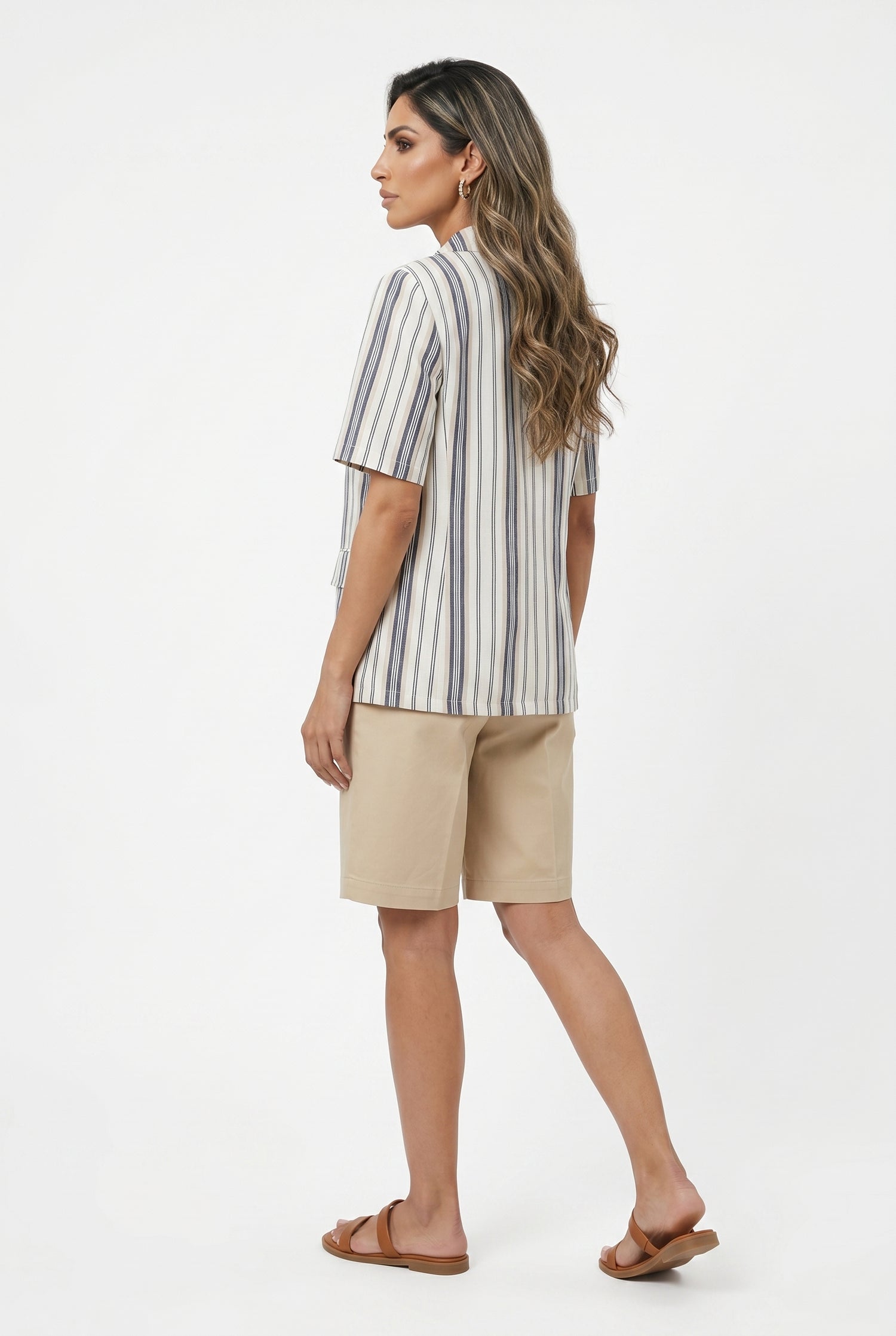 Striped Linen Cotton Jacket TDM32125