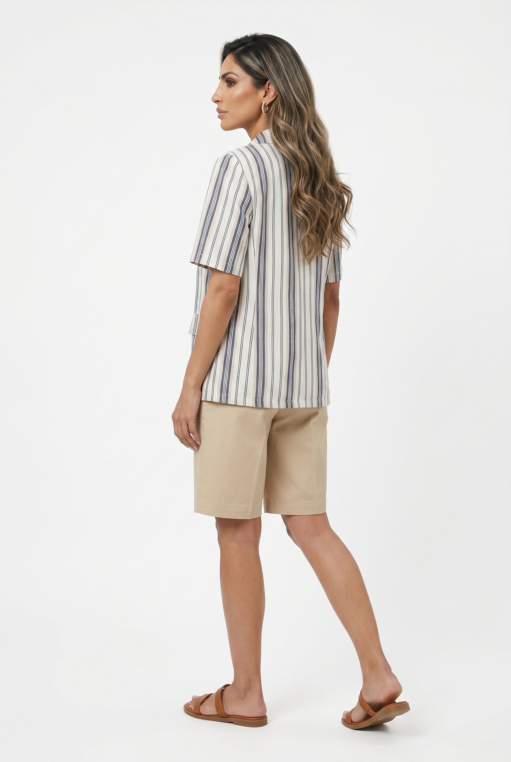 Striped Linen Cotton Jacket TDM32125