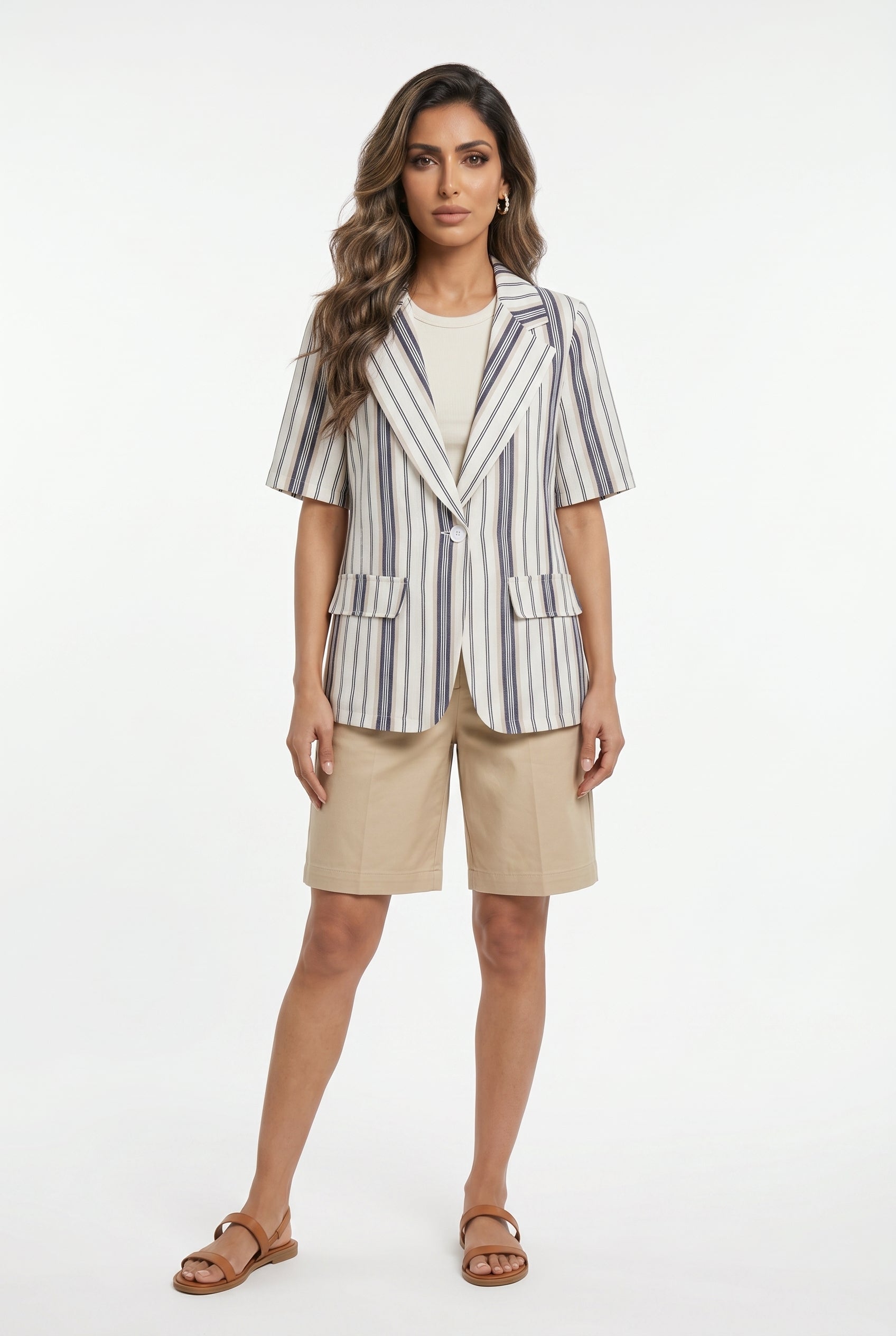 Striped Linen Cotton Jacket TDM32125