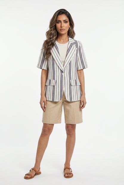 Striped Linen Cotton Jacket TDM32125