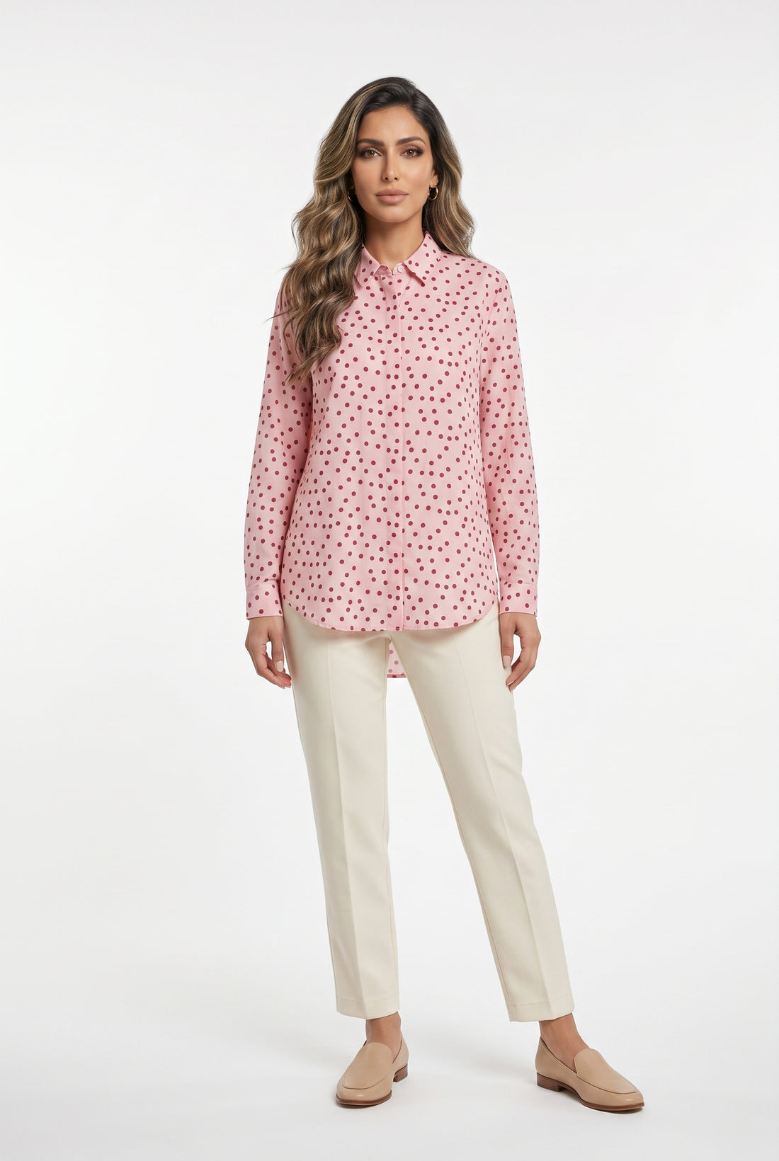 Polka Dot Print  Shirt TDM50320-74