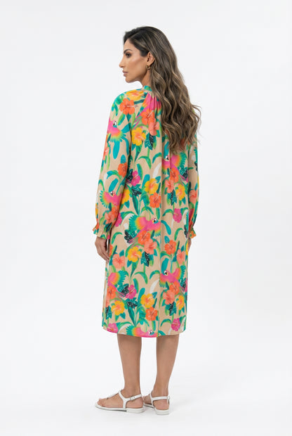 Tropical Print Midi Dress 67930