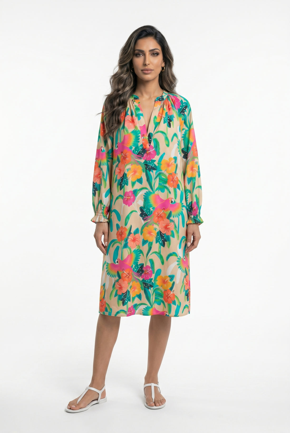 Tropical Print Midi Dress 67930