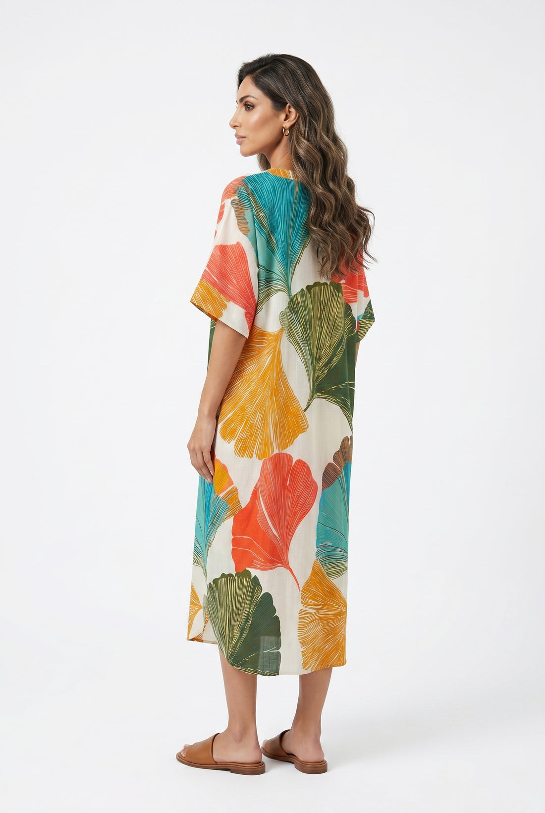 Gingko Leaf Print Tunic Dress 67958