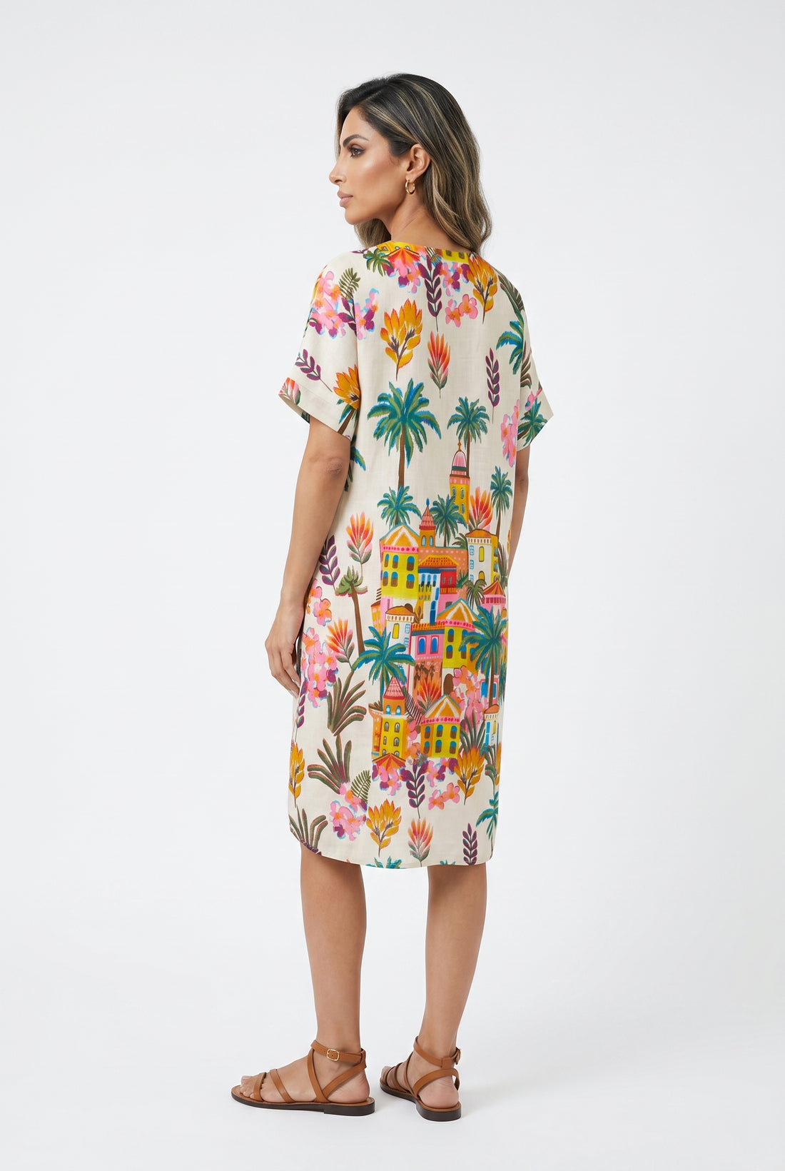 Palm Print Tunic Dress 67958