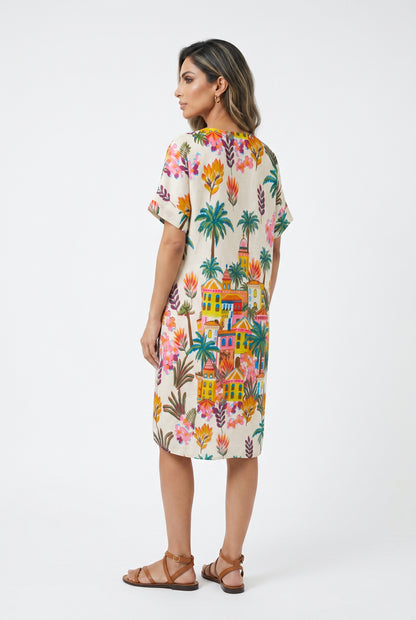 Palm Print Tunic Dress 67958