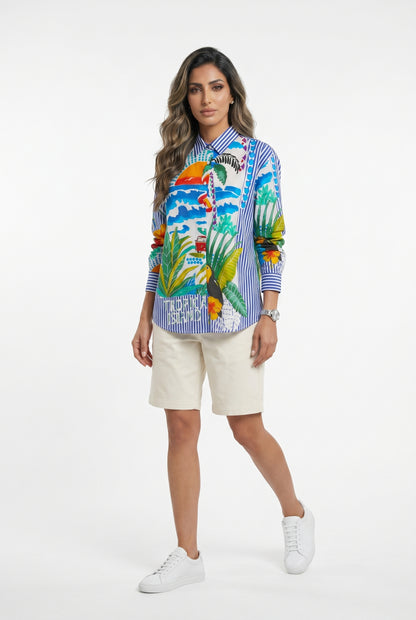 Stripes Printed Cotton Shirt 67987