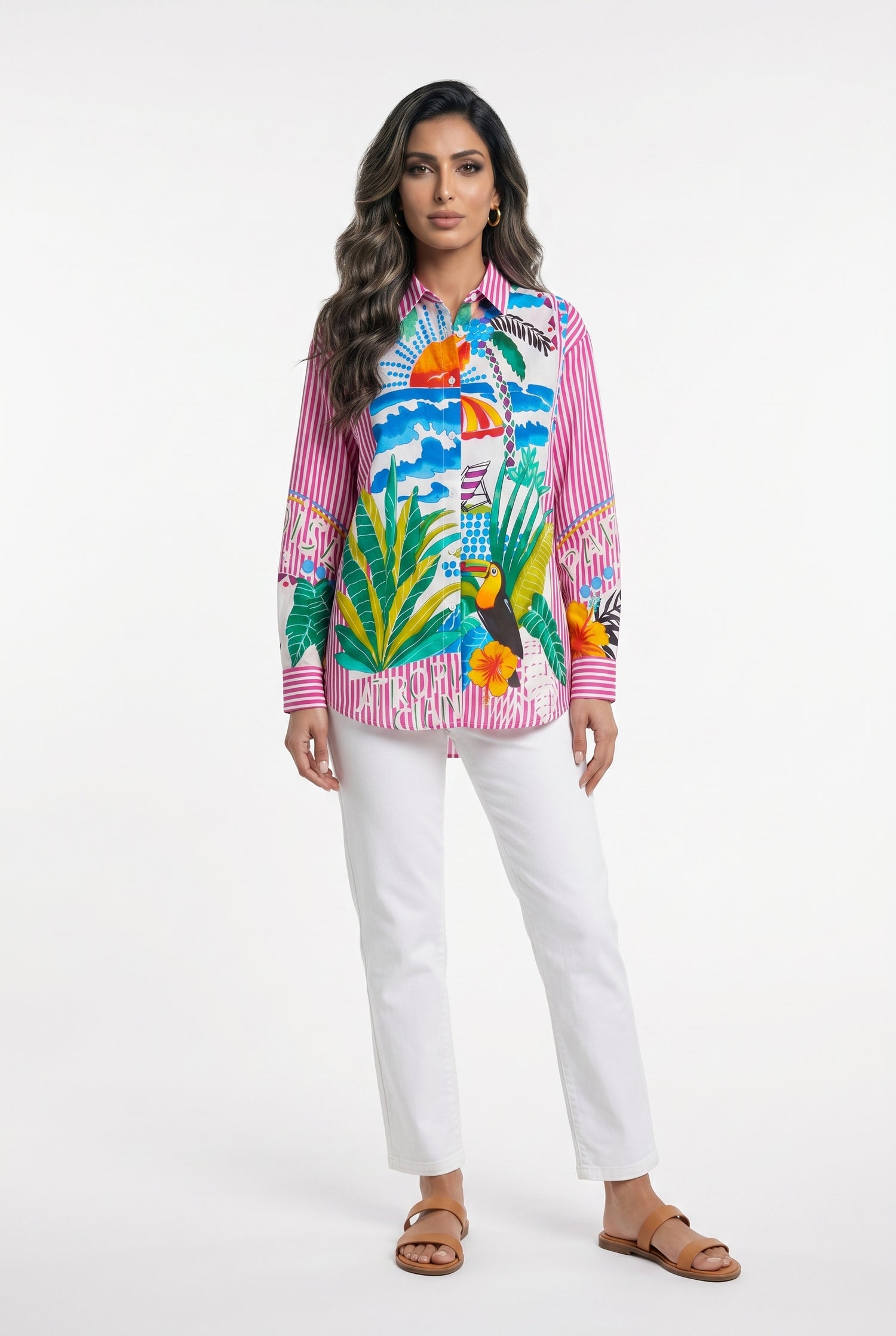 Stripes Printed Cotton Shirt 67987