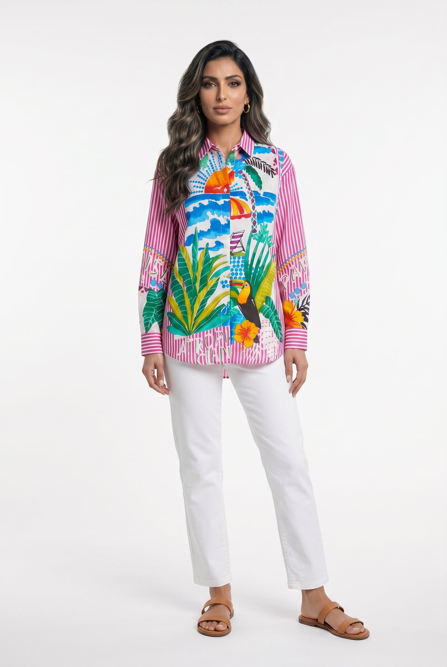 Stripes Printed Cotton Shirt 67987