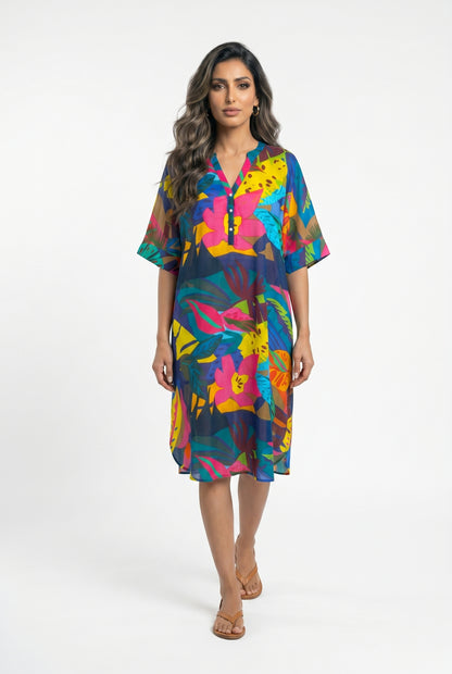 Tropical Floral Print Tunic Dress 67983