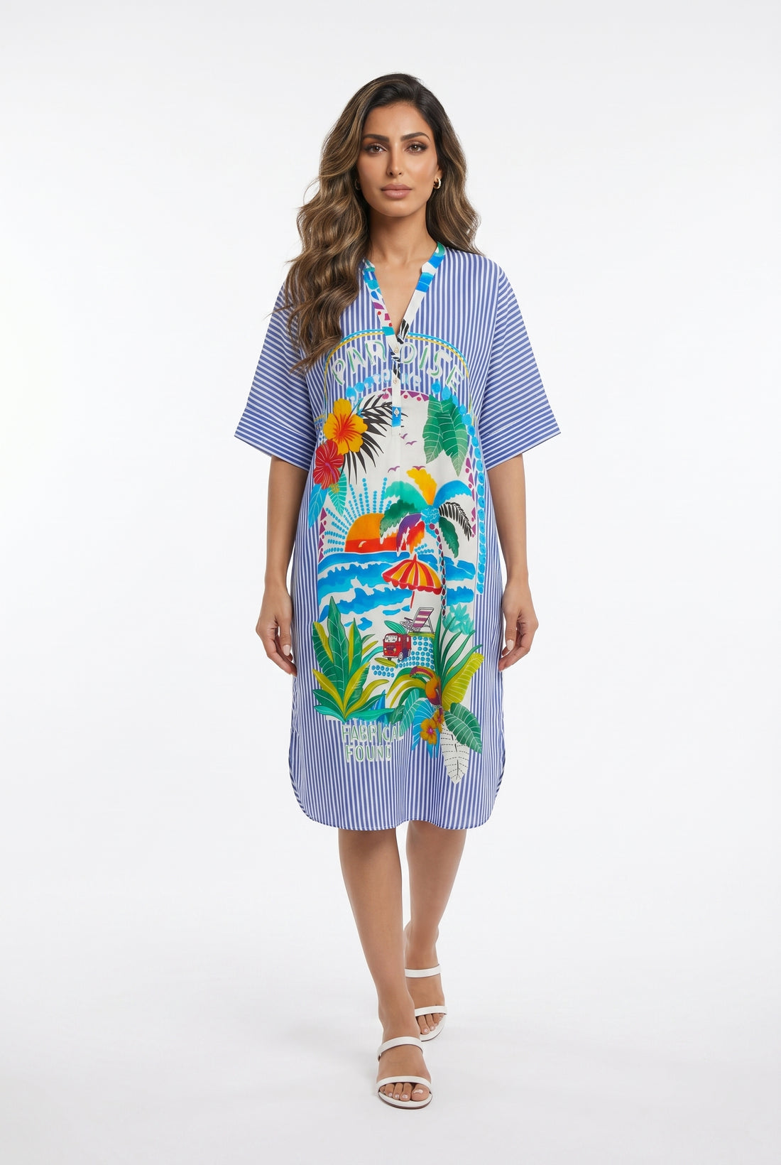 Tropical Paradise Print Tunic Dress 67983