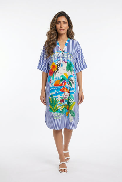 Tropical Paradise Print Tunic Dress 67983