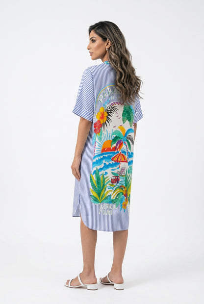 Tropical Paradise Print Tunic Dress 67983