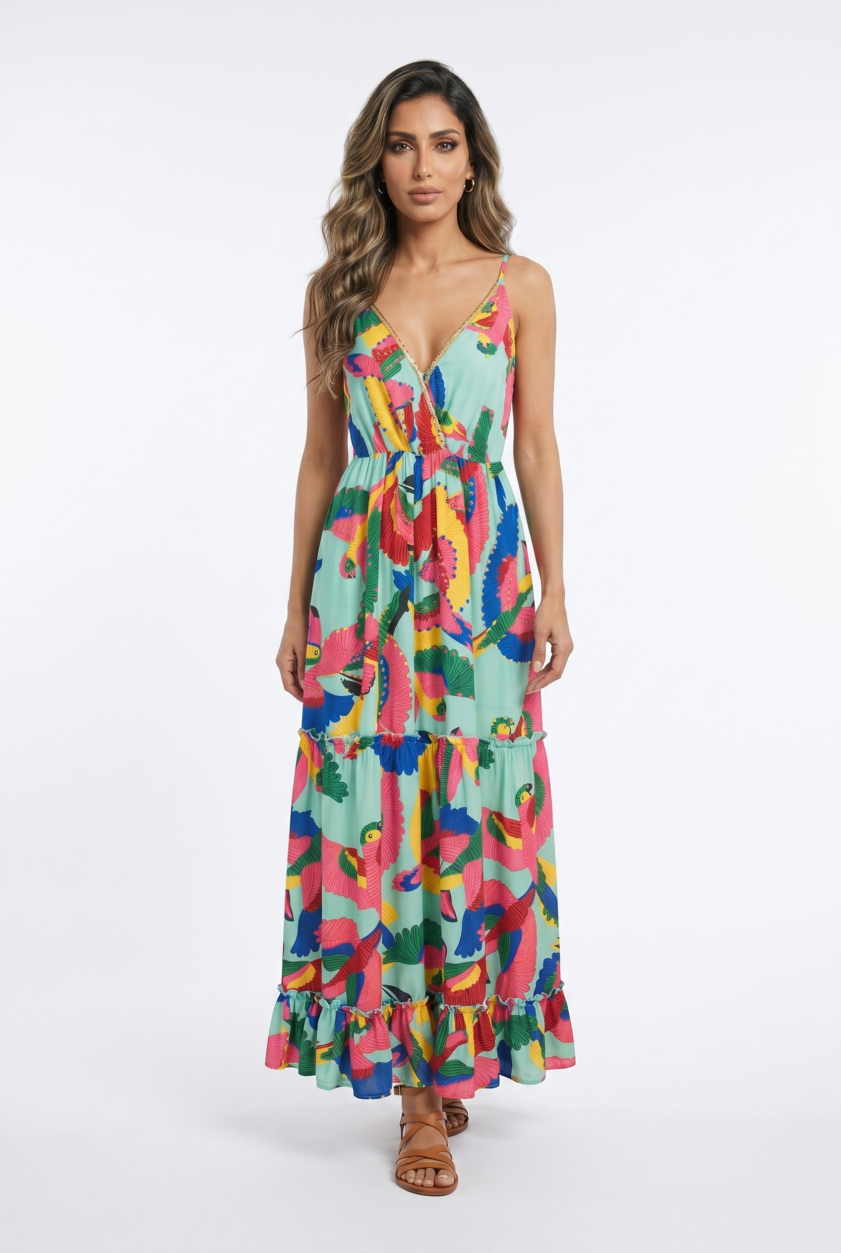 Mushy Satin Maxi Tiered Dress
