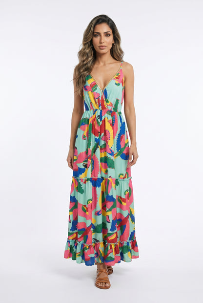 Mushy Satin Maxi Tiered Dress