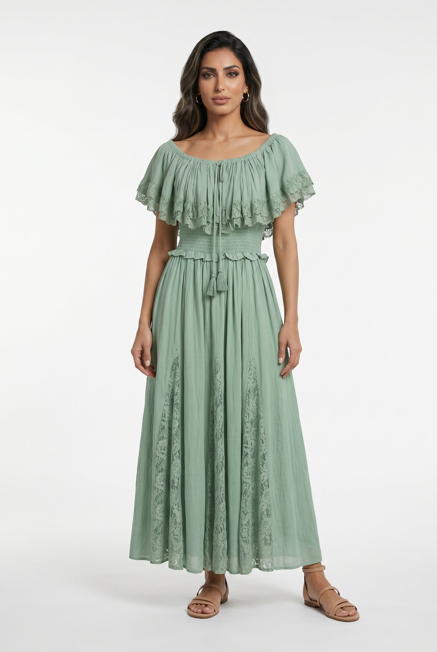 Notche Off Shoulder Maxi Dress
