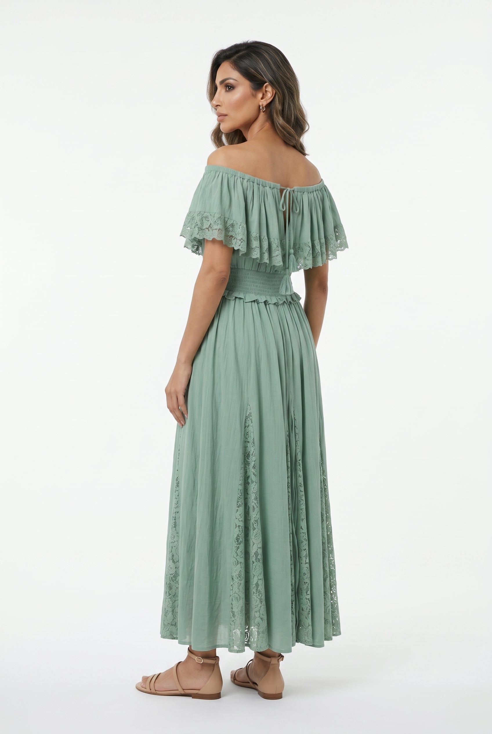 Notche Off Shoulder Maxi Dress