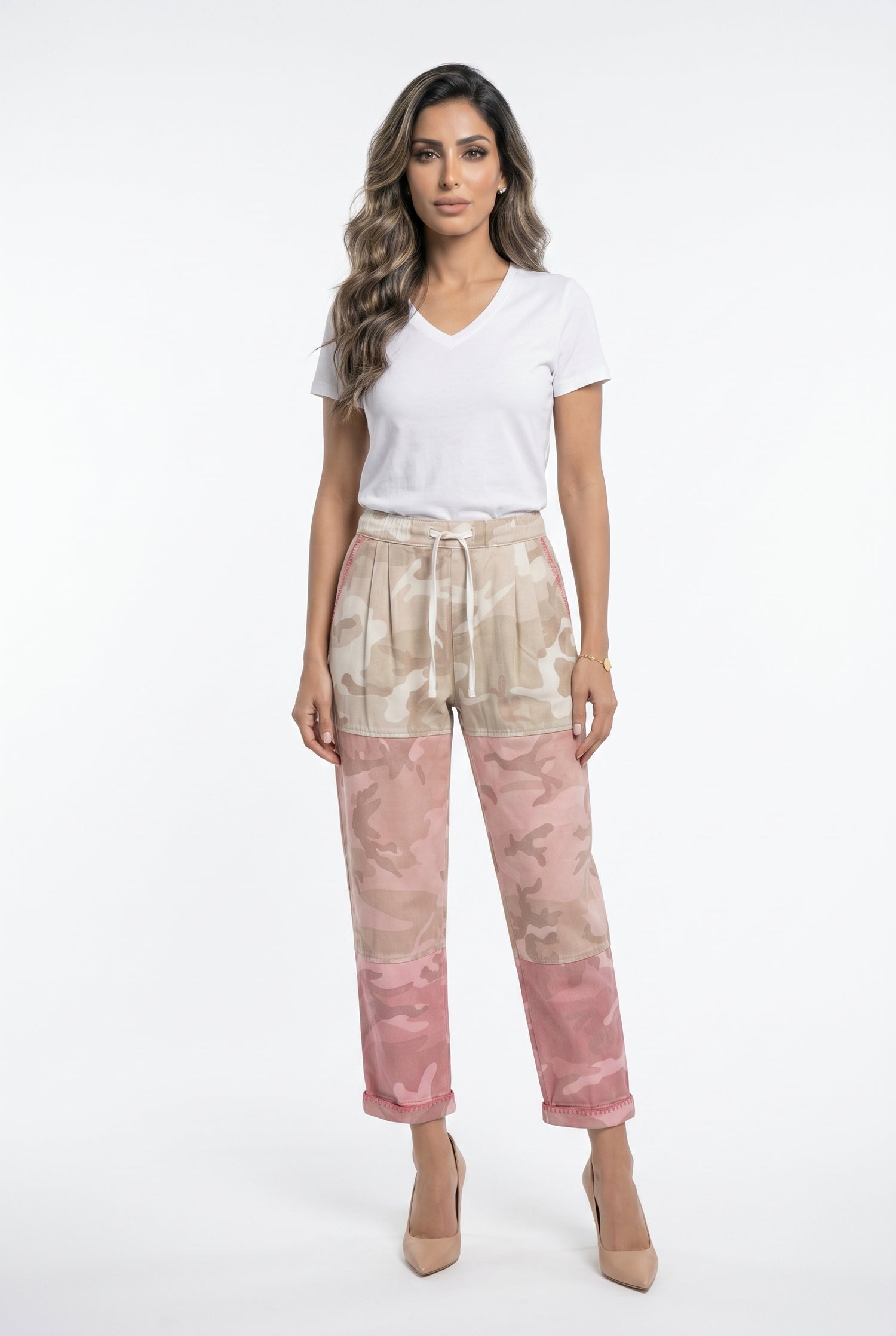 Angele Multi-Tone Camouflage Patterned Pants بنطال بنقشة تمويه متعددة الألوان