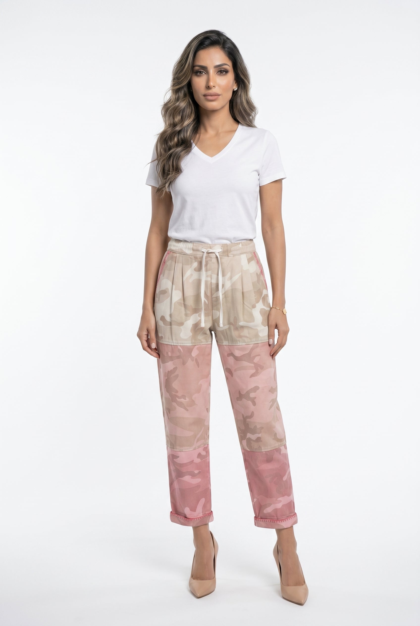 Angele Multi-Tone Camouflage Patterned Pants بنطال بنقشة تمويه متعددة الألوان