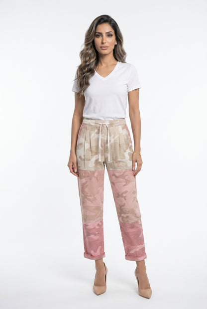 Angele Multi-Tone Camouflage Patterned Pants بنطال بنقشة تمويه متعددة الألوان