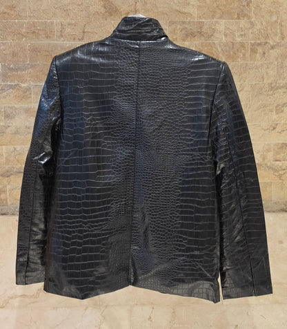 Croc-effect jacket with high collar U512611