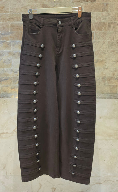 Button-Detail Wide-Leg Jeans JM22852