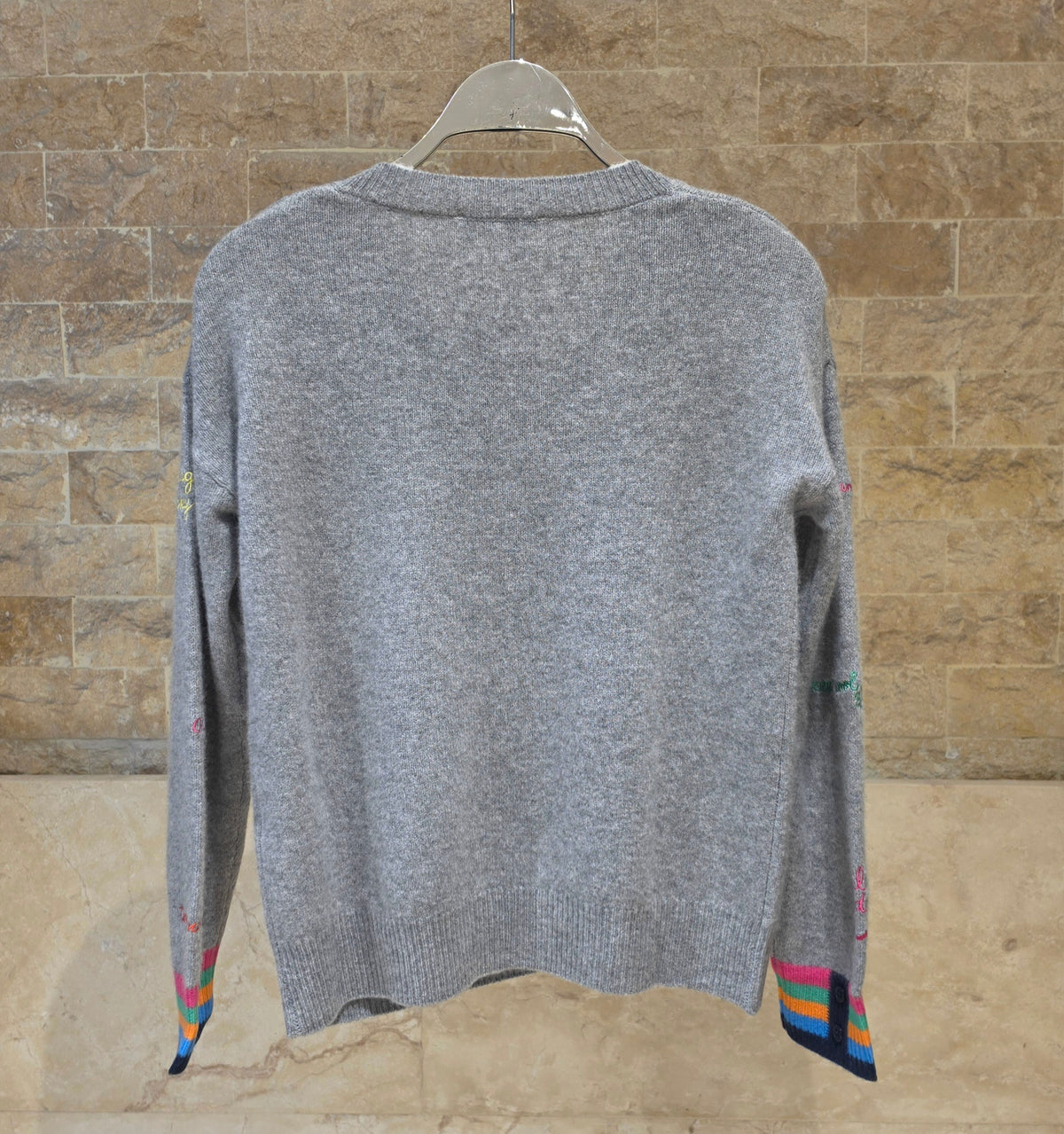 34125 Gray Words Sweater